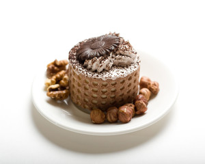 Cakes composition with nuts and dishes 