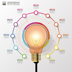 Fototapeta na wymiar light bulb with circle elements for infographic. Vector illustration