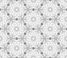Complicated vector seamless black and white background, texture. Ornament of fine lines.  Endless texture can be used for wallpaper, pattern fills, web page background,surface textures.