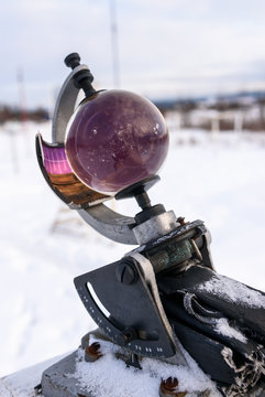 Weather station. Psychrometric booth with recorders - hygrographs and thermography. Various instruments for meteorological measurements, weather observation