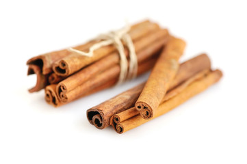 Cinnamon Sticks on white background