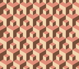 Vector modern seamless colorful geometry cube pattern, color abstract geometric background, pillow multicolored print, retro texture, hipster fashion design