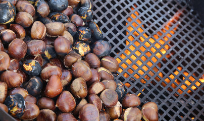 chestnuts roasted on the fire from a street vendor on the road i