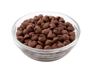 Chocolate Chips in a Glass Bowl