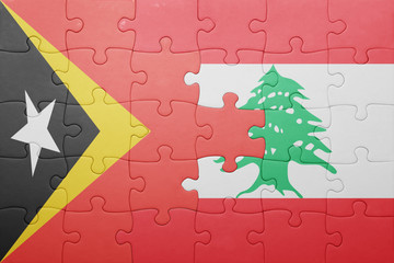 puzzle with the national flag of east timor and lebanon