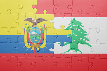 puzzle with the national flag of ecuador and lebanon
