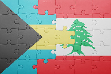 puzzle with the national flag of bahamas and lebanon