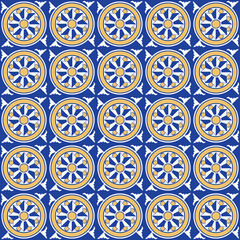 Seamless background image of vintage round flower spiral pattern.
