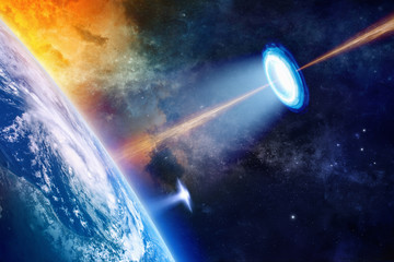 UFO near planet Earth © IgorZh