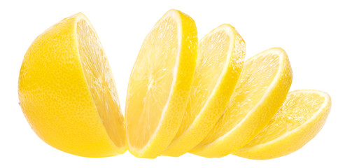 sliced lemon isolated on white background - obrazy, fototapety, plakaty