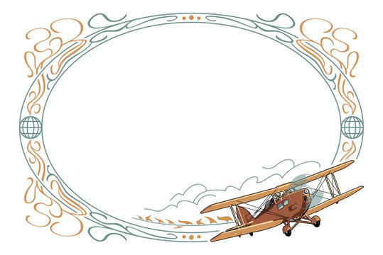 Oval frame with airplane