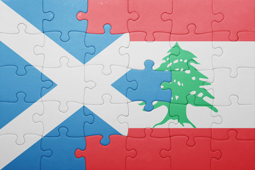 puzzle with the national flag of scotland and lebanon