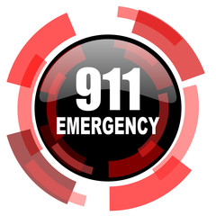 number emergency 911 red modern web icon