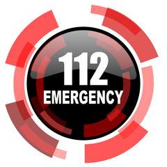 number emergency 112 red modern web icon
