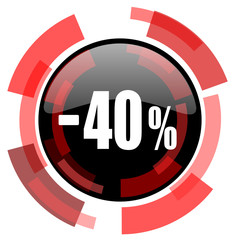 40 percent sale retail red modern web icon