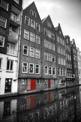 Fototapeta na wymiar black and white photo with elements of red