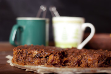 christmas fruit cake. selective focus
