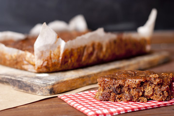 christmas fruit cake. selective focus