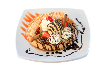 waffle with ice cream