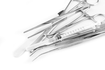 Surgery instruments isolated on white