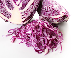 Obraz premium Cut red cabbage isolated on white