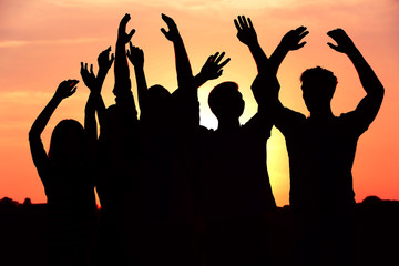 Fototapeta premium Young people on the riverside