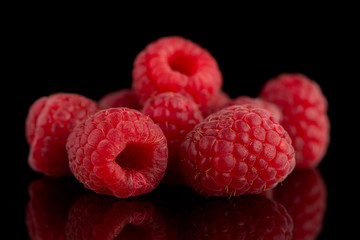 Raspberries with leaves