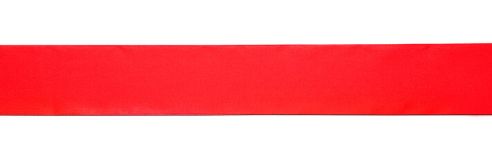 one red horizontal ribbon, isolated on white