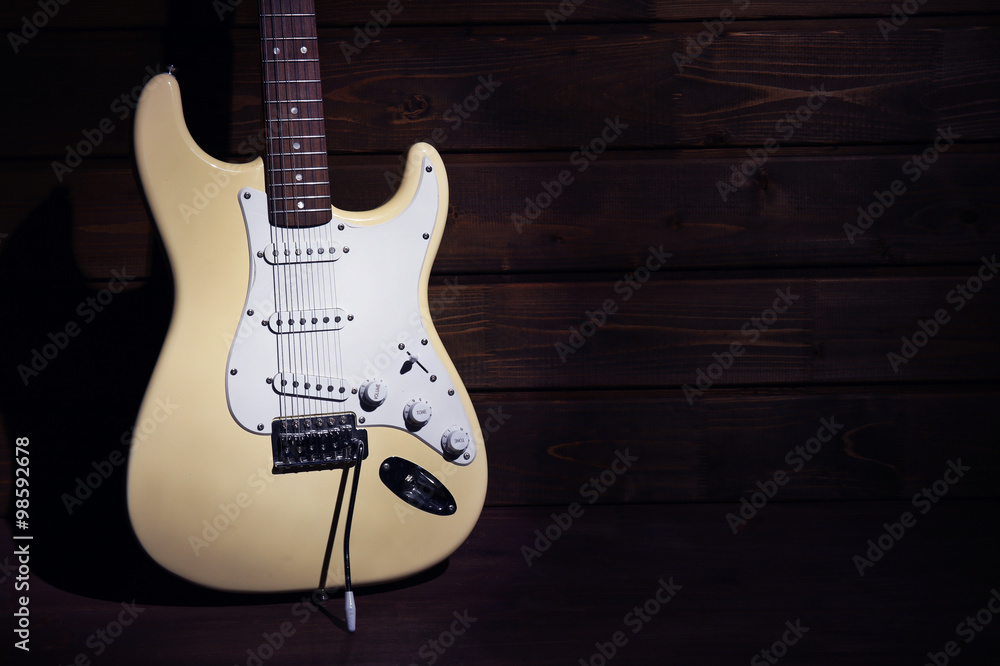 Canvas Prints electric guitar on wooden background