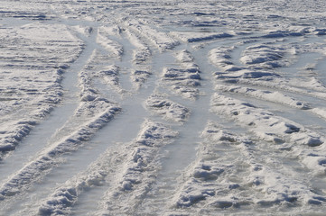 Icy tracks in snow
