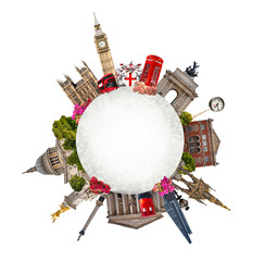 Obraz premium London. Tourist and business collage, London's famous buildings against of white background