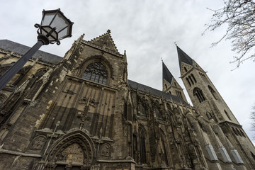 Fototapeta premium Street view of a town Halberstadt in Saxony-Anhalt, Germany.