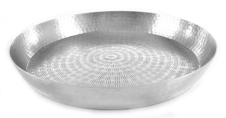 Silver empty tray, isolated on white