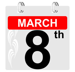 8th march calendar with ornament
