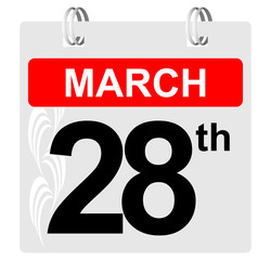 28th march calendar with ornament