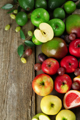 Fototapeta na wymiar Fruits on wooden background