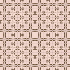 Seamless background image of vintage brown curve cross pattern tile.

