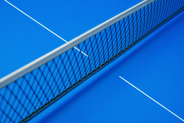 net on a blue pingpong table