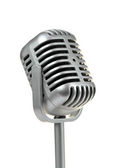 Retro microphone on white background

