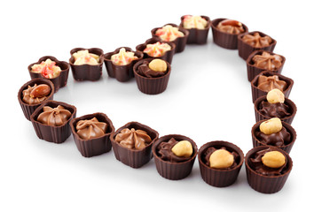Chocolate sweets isolated on white