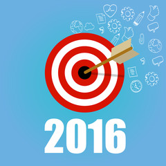 new year target resolution goals check mark pencil board flat vector graphic illustration concept