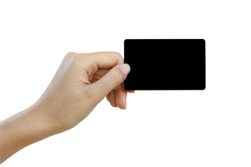 Hand hold blank business card or credit card