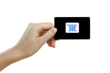 Hand hold blank business card or credit card