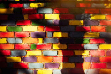 Coloured brick wall background