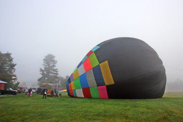 Colorful Hot air balloons preparing for flight in Vermont ..