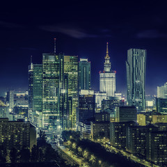 Warsaw downtown at night