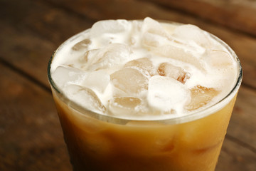 Cup of ice coffee, close-up