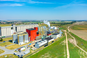 Fototapeta na wymiar Biofuel factory aerial view