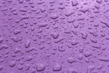Drop water rain on the purple car in close up background and tex