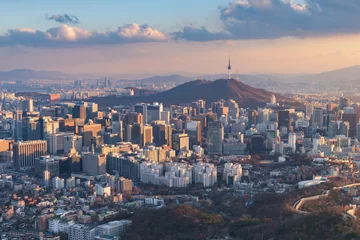 Deurstickers Seoul City Skyline, het beste uitzicht van Zuid-Korea. © CJ Nattanai